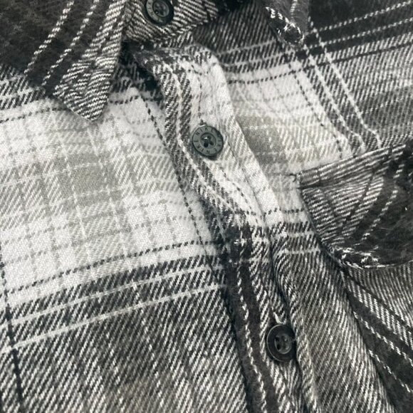 Nike SB Black Grey White Full Button Down Flannel Shirt Youth Size Medium 10-12 - Picture 4 of 11
